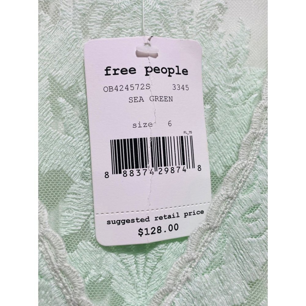 NWT Free People Reign Over Me Sea Green Lace Flirty Dress Women's Size 6 - Picture 5 of 10
